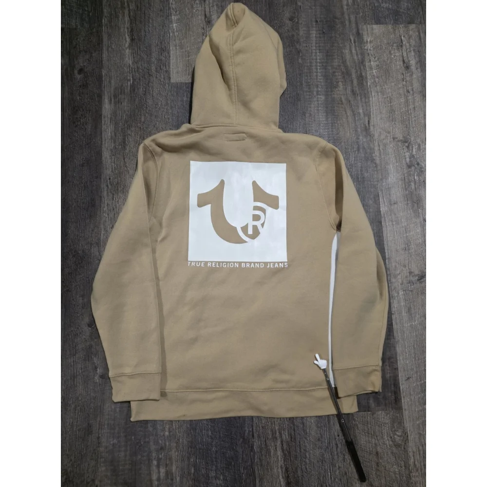 True Religion Beige Zip Up Hoodie Size Medium
